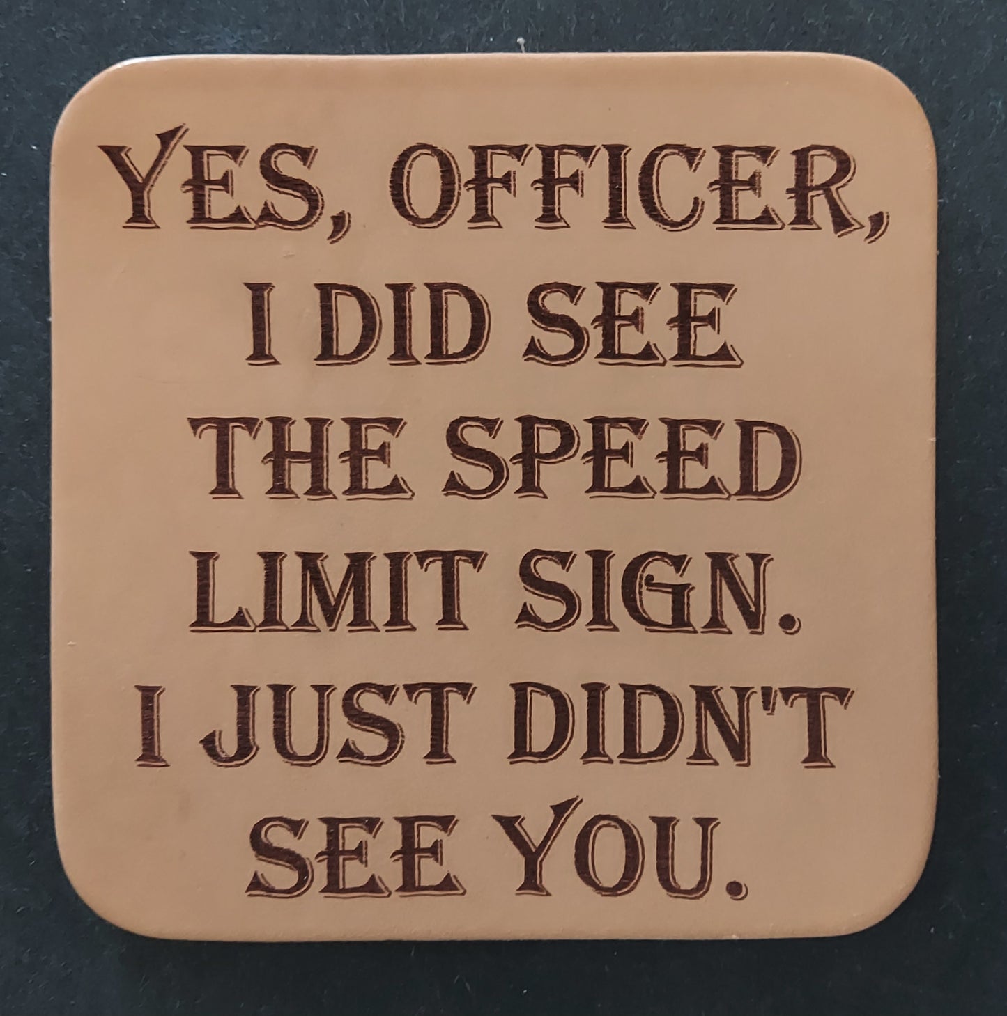 Leather Coaster - Speed Limit Sign