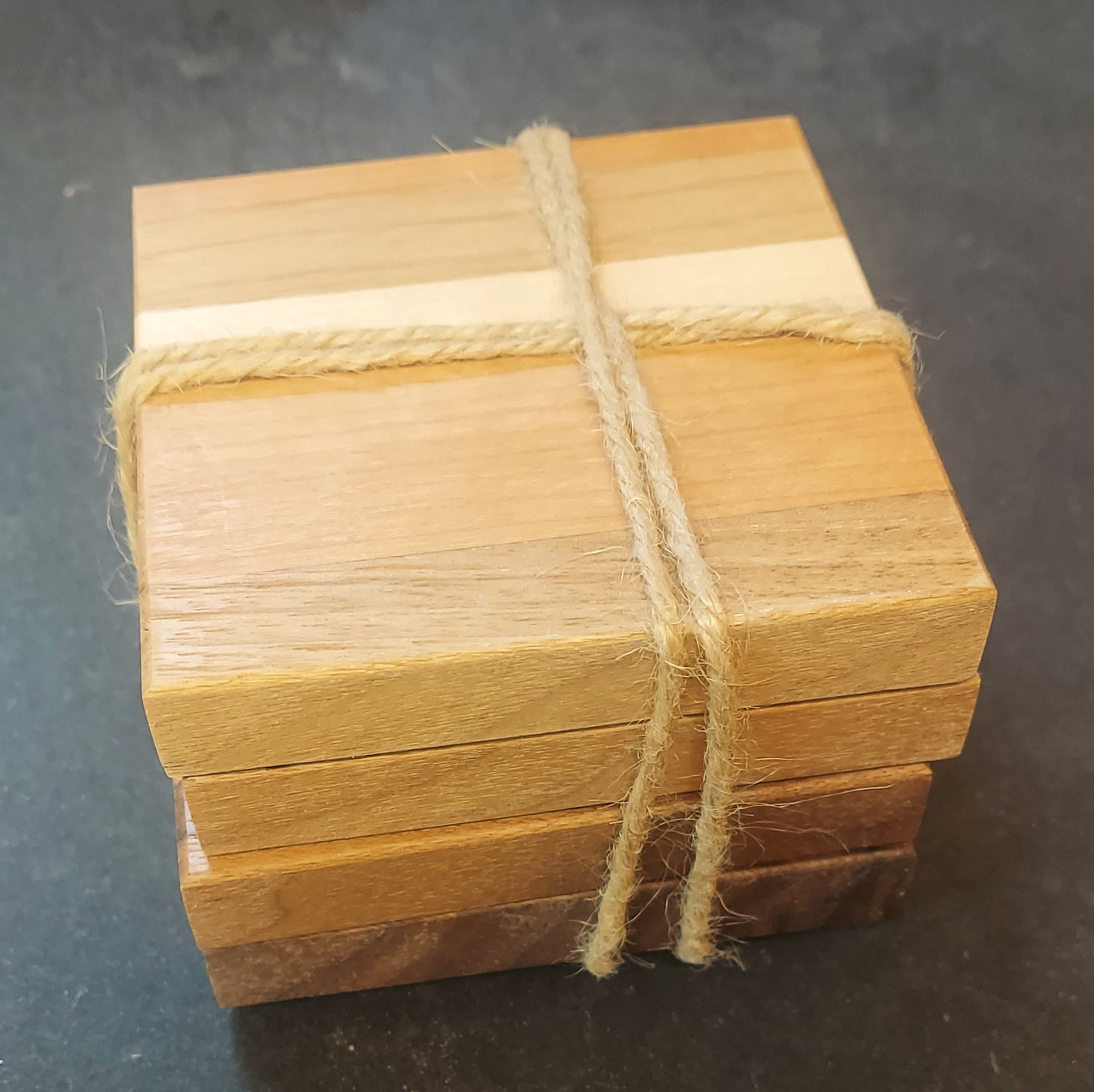Wood Coaster Set - 4" Square Random Wood Coaster Set - 4 Piece
