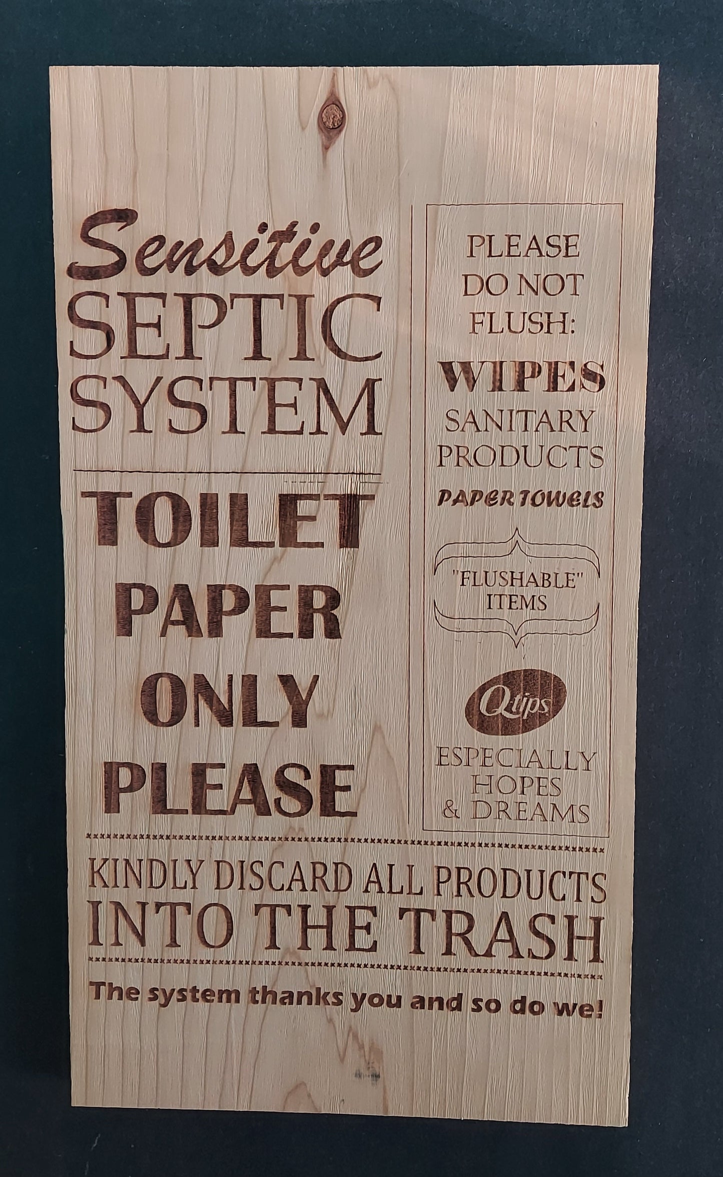 Sign - Septic System (Cedar)