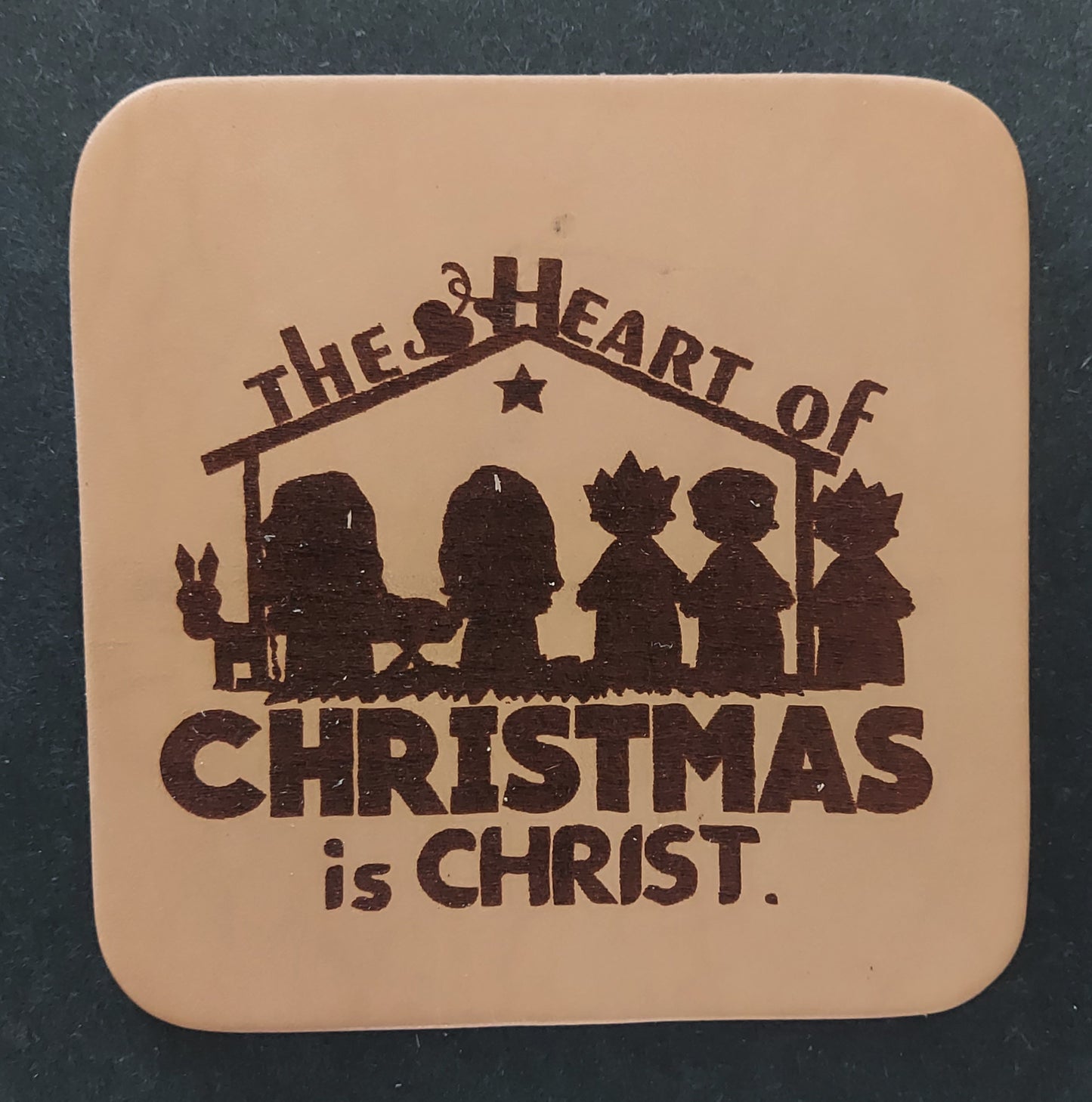 Leather Coaster - Heart of Christmas