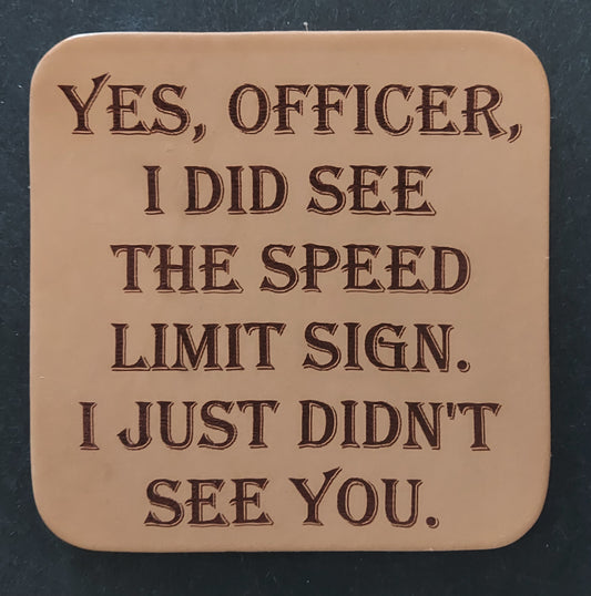 Leather Coaster - Speed Limit Sign