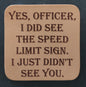 Leather Coaster - Speed Limit Sign