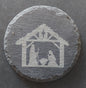 Round Slate Coaster - Nativity