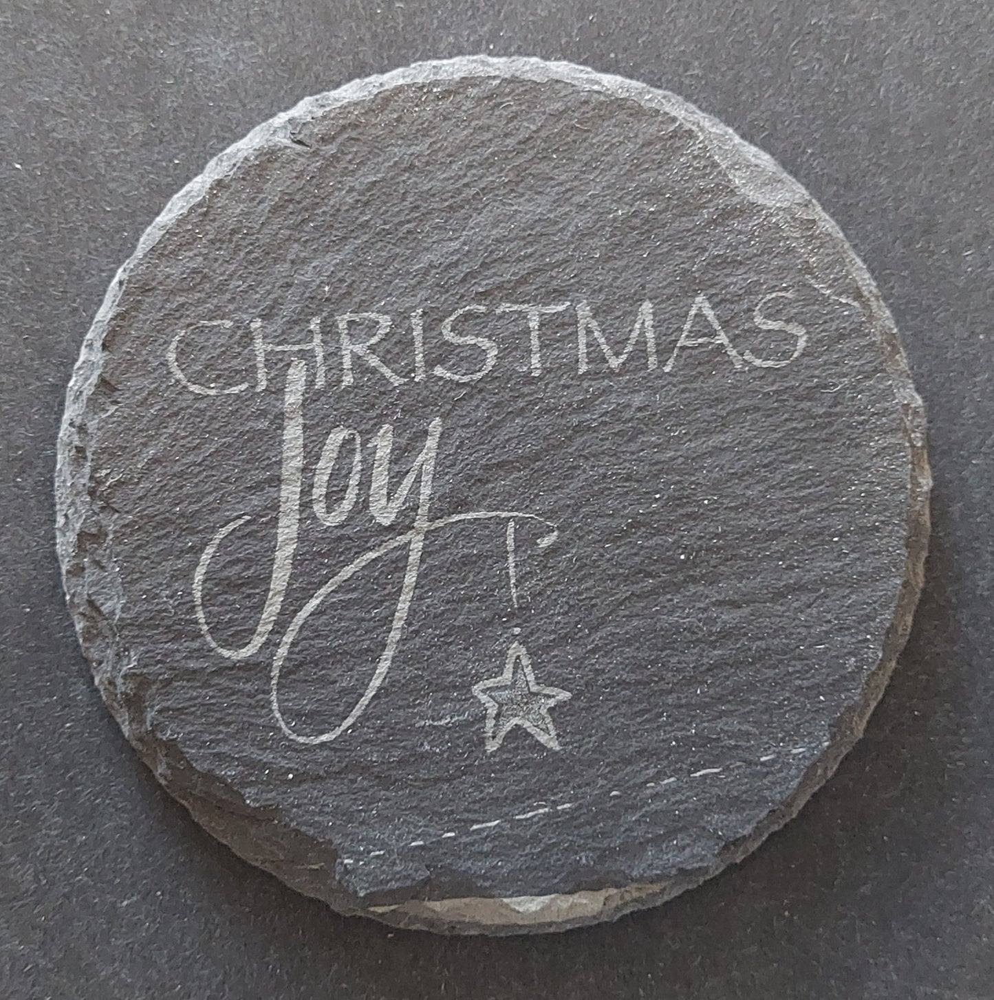 Round Slate Coaster - "Christmas Joy"