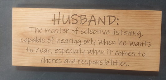 Sign - "Husband:"