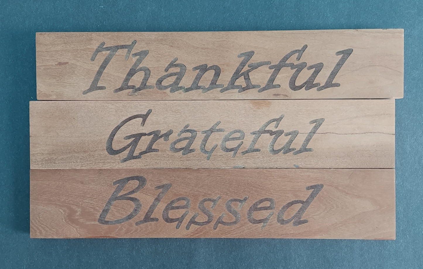Sign - "Thankful, Grateful, Blessed" Cherry