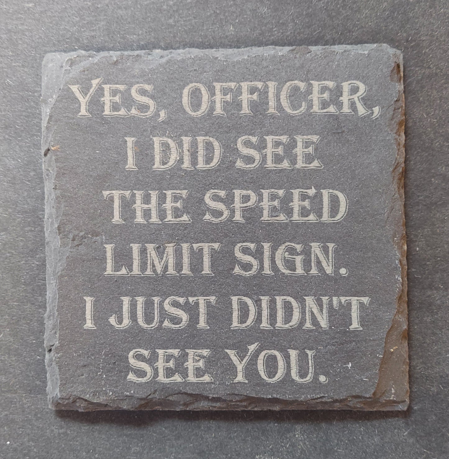 Slate SquareCoaster - Speed Limit Sign