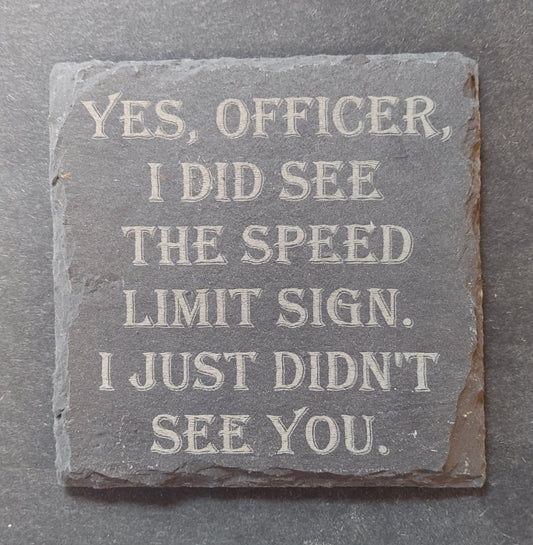 Slate SquareCoaster - Speed Limit Sign