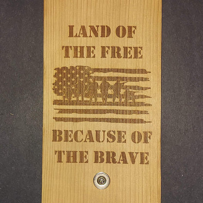 Wall Mount Bottle Opener - "Land of the Free..." - Barnwood