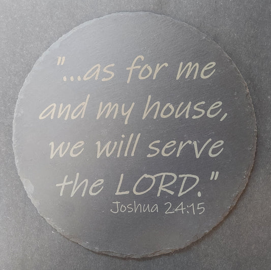 8" Round Slate Charcuterie Board - Joshua 24:15