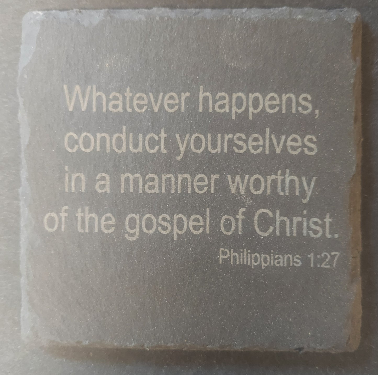 Slate Square Coaster - Philippians 1:27