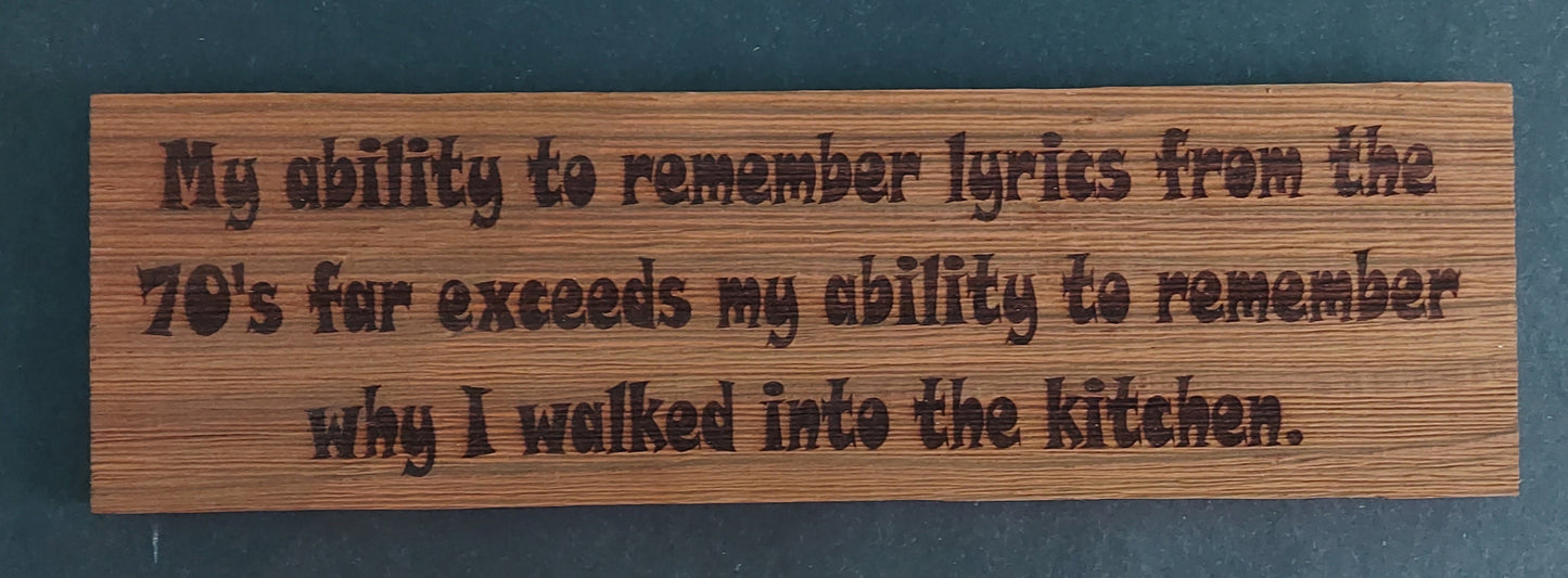 Sign - "Lyrics...70's...Kitchen"