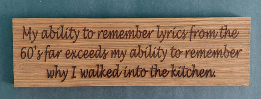 Sign - "Lyrics...60's...Kitchen"